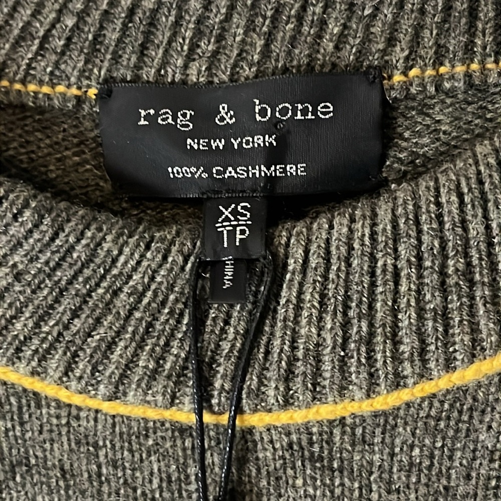 Rag & Bone 100% Cashmere Yorke Army Green Crewneck Sweatshirt Sweater Sz XS - Picture 4 of 9